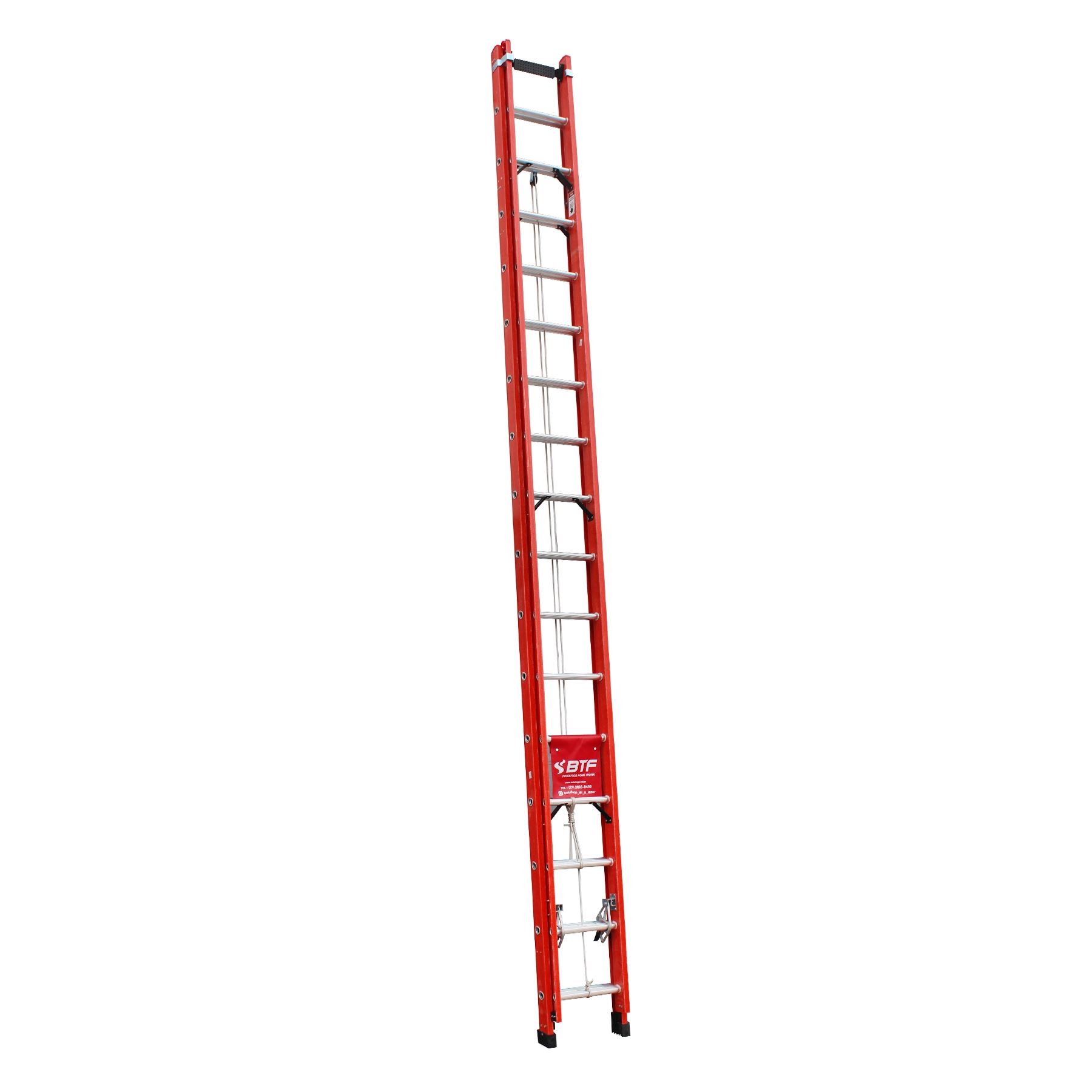 Escada Extensível 32 Degraus Fibra 9M 150kg Botafogo