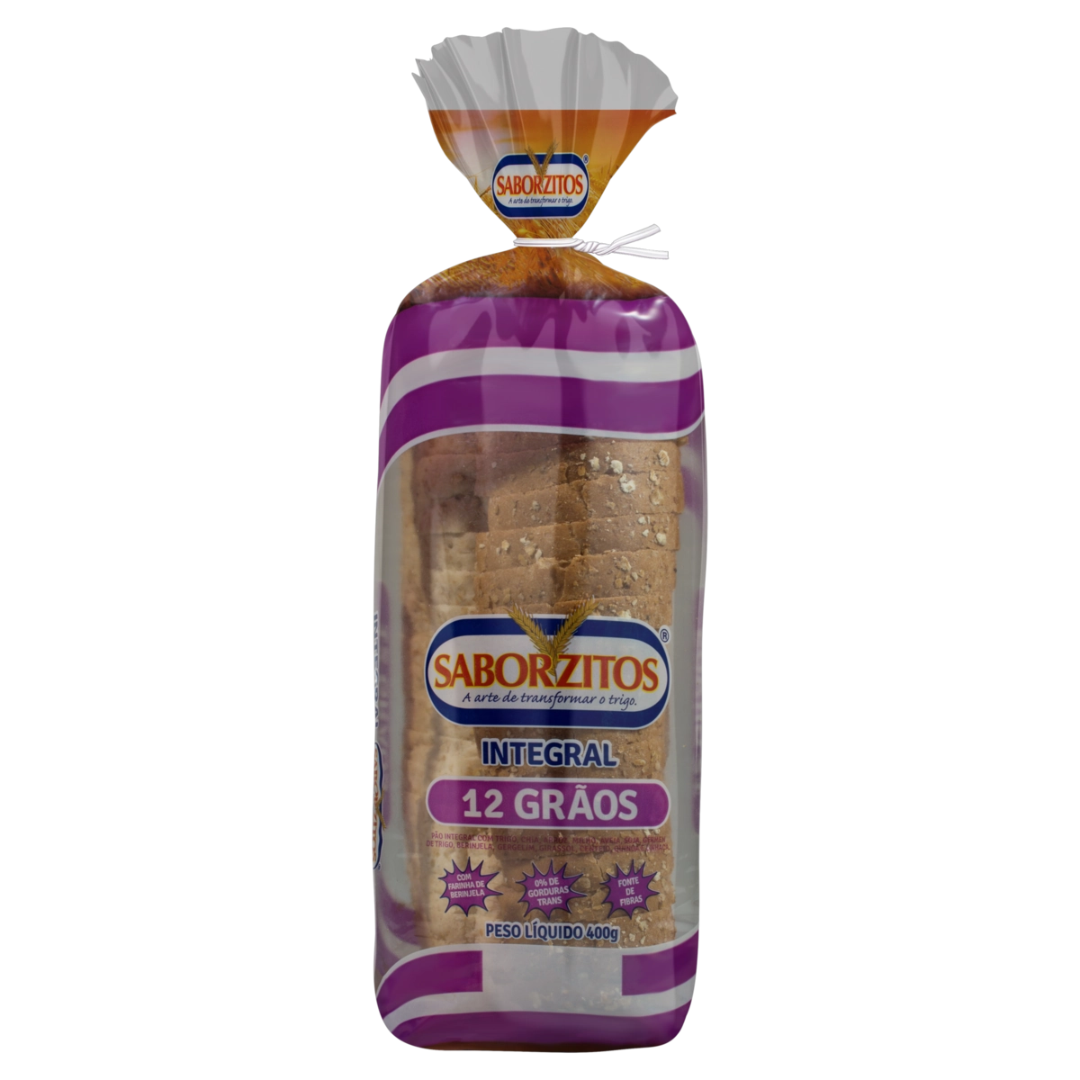 Pão Integral 12 Grãos Saborzitos Pacote 400g