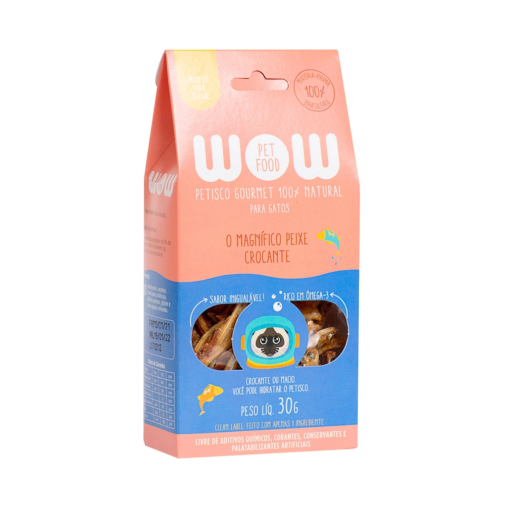 Petisco Gatos Natural Peixe Crocantes 30g Wow