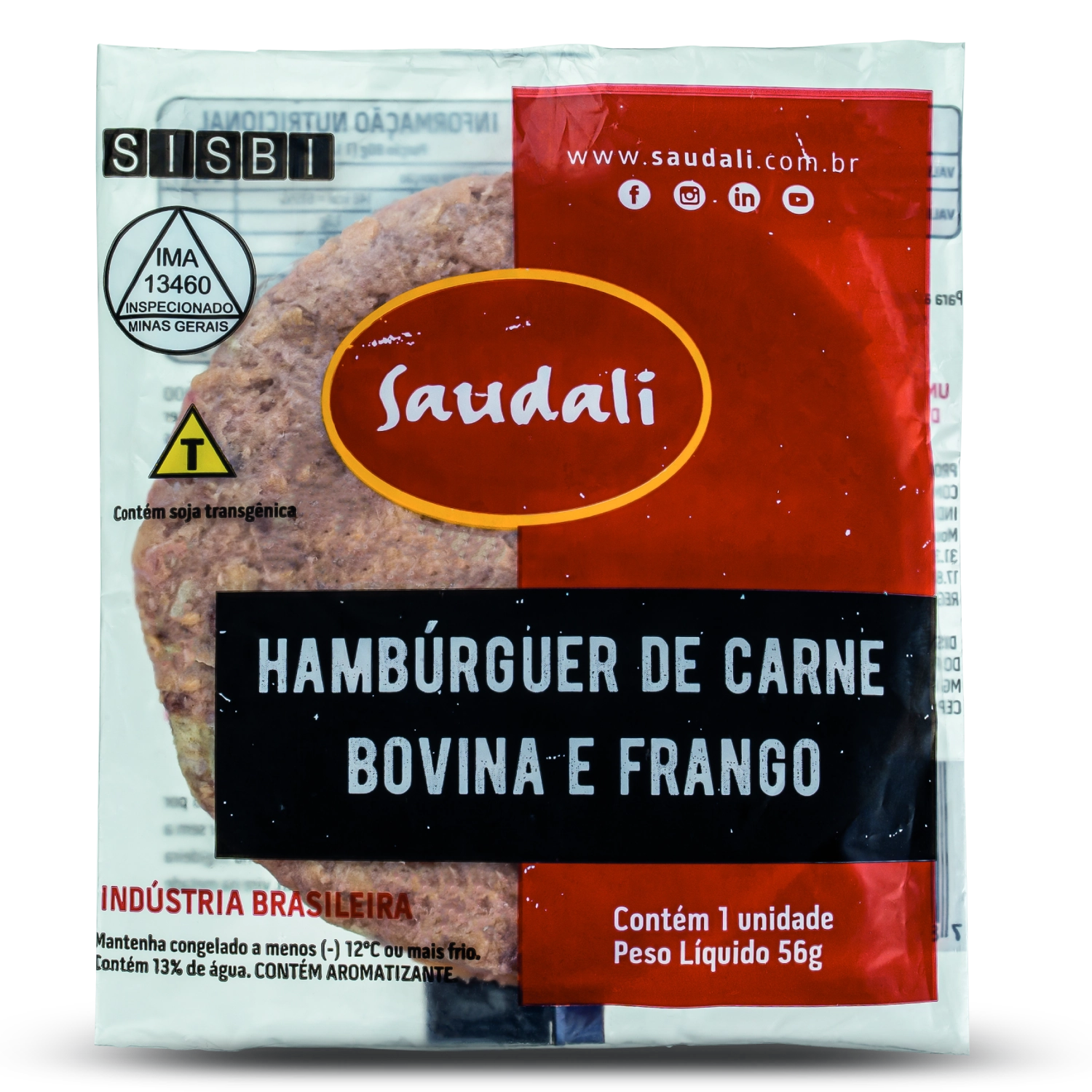 Hamburguer Bovino Saudali 56g