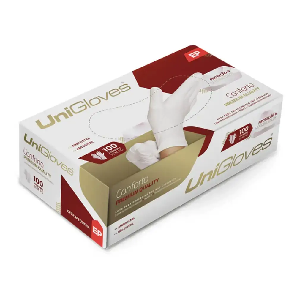 Luva de Latex Conforto sem Pó Premium Quality Unigloves G
