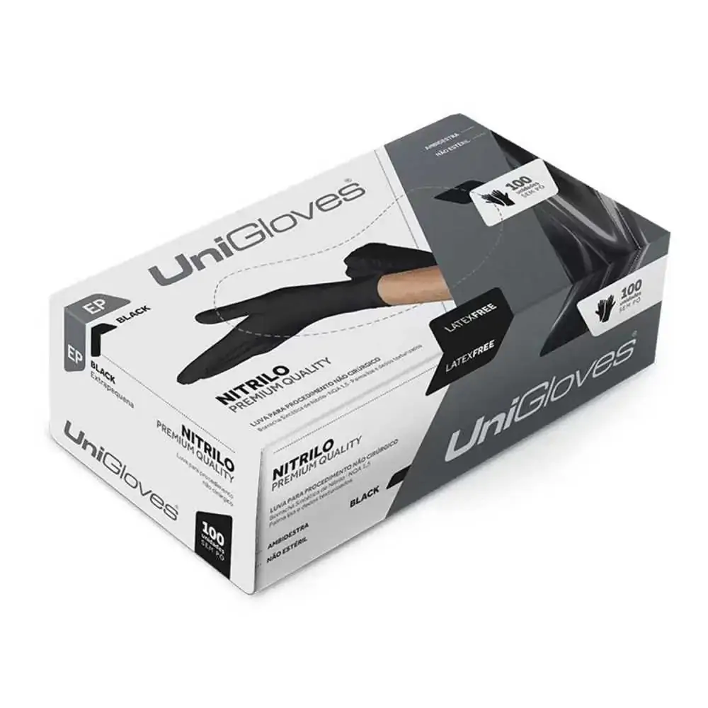Luva de Nitrilo Black - Unigloves - G (Cód. 26.7356)