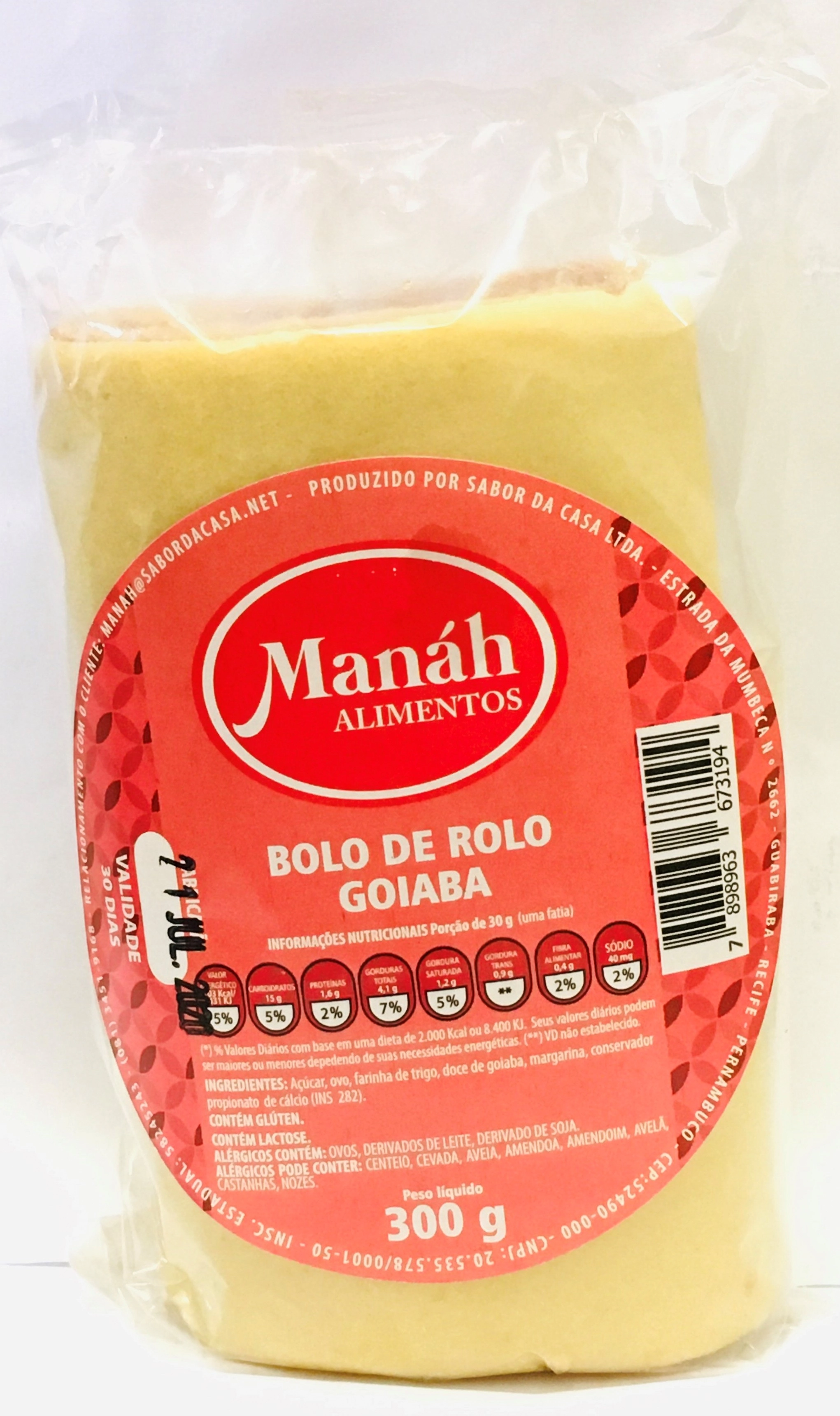 Bolo De Rolo Manah 300g Goiaba Ref M005
