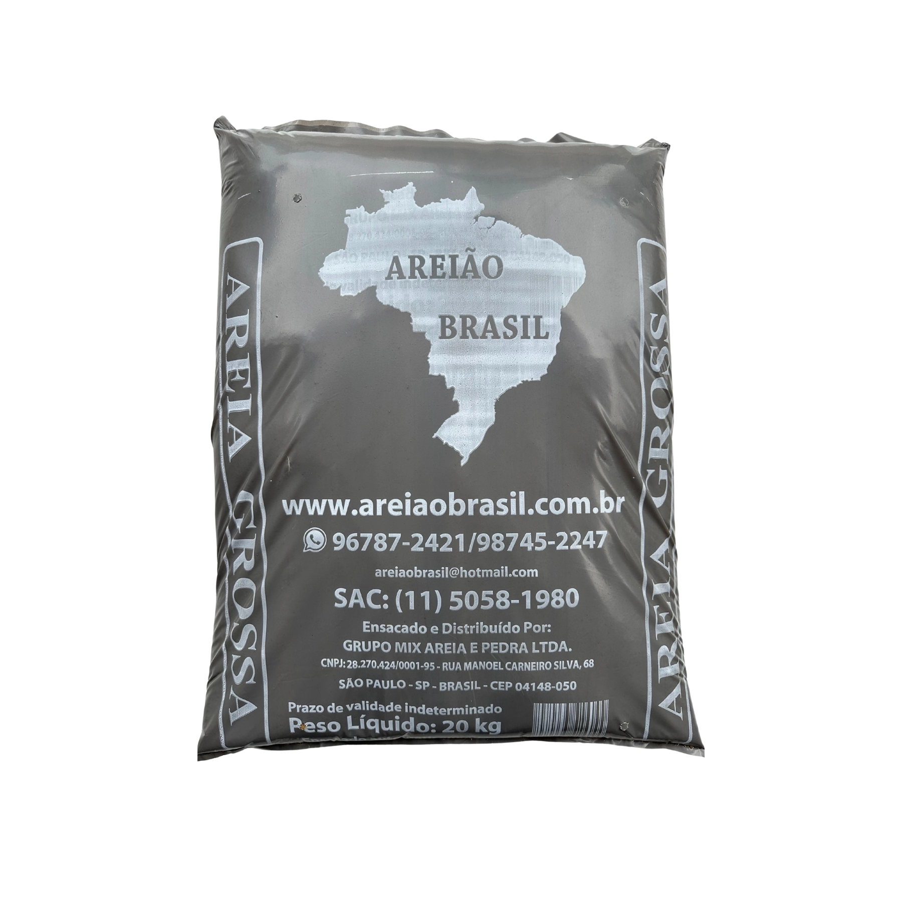 Areia Grossa Lavada Saco 20kg Areião Brasil