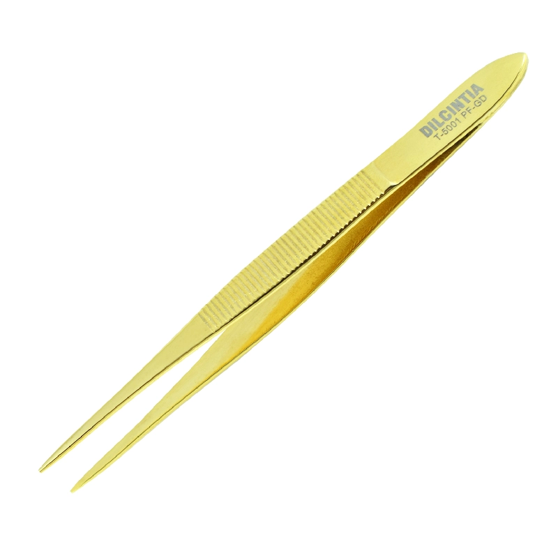 Pinça Aço Inox Ponta Fina Dourada Dilcintia
