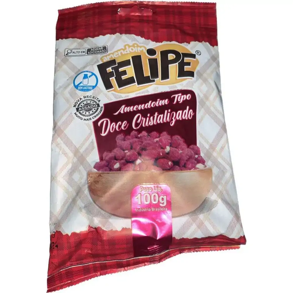 Amendoim tipo doce cristalizado pacote com 100g - Felipe