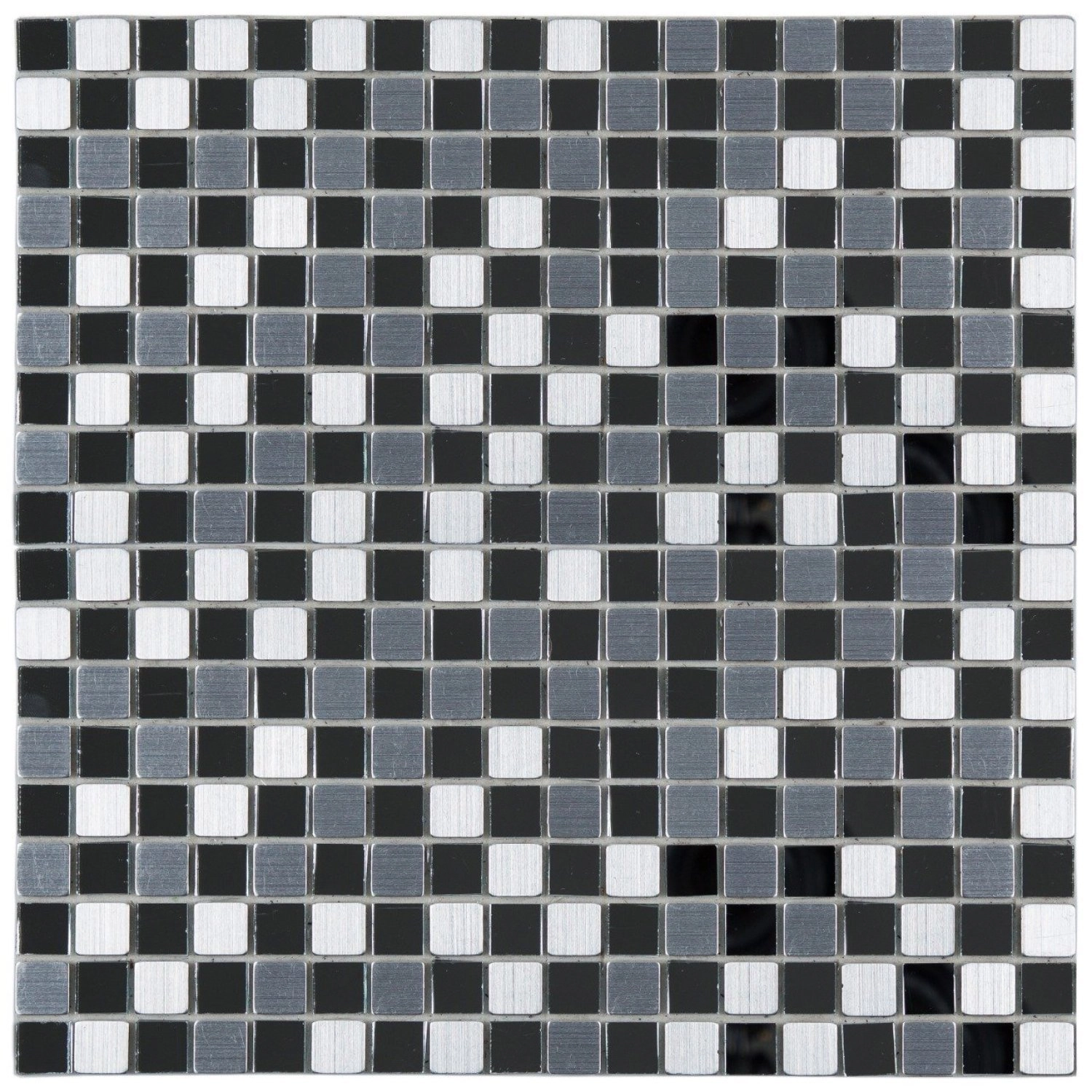 Pastilha De Metal Autocolante De 29cm X 29cm Rende Glass Mosaic Prata