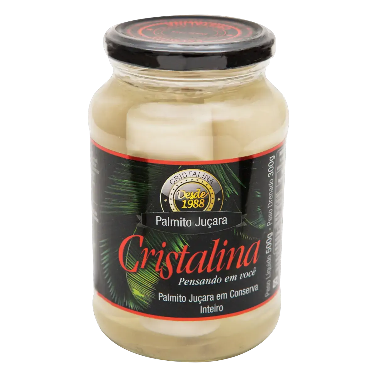 Palmito Juçara Em Conserva Inteiro Cristalina Vidro 300g