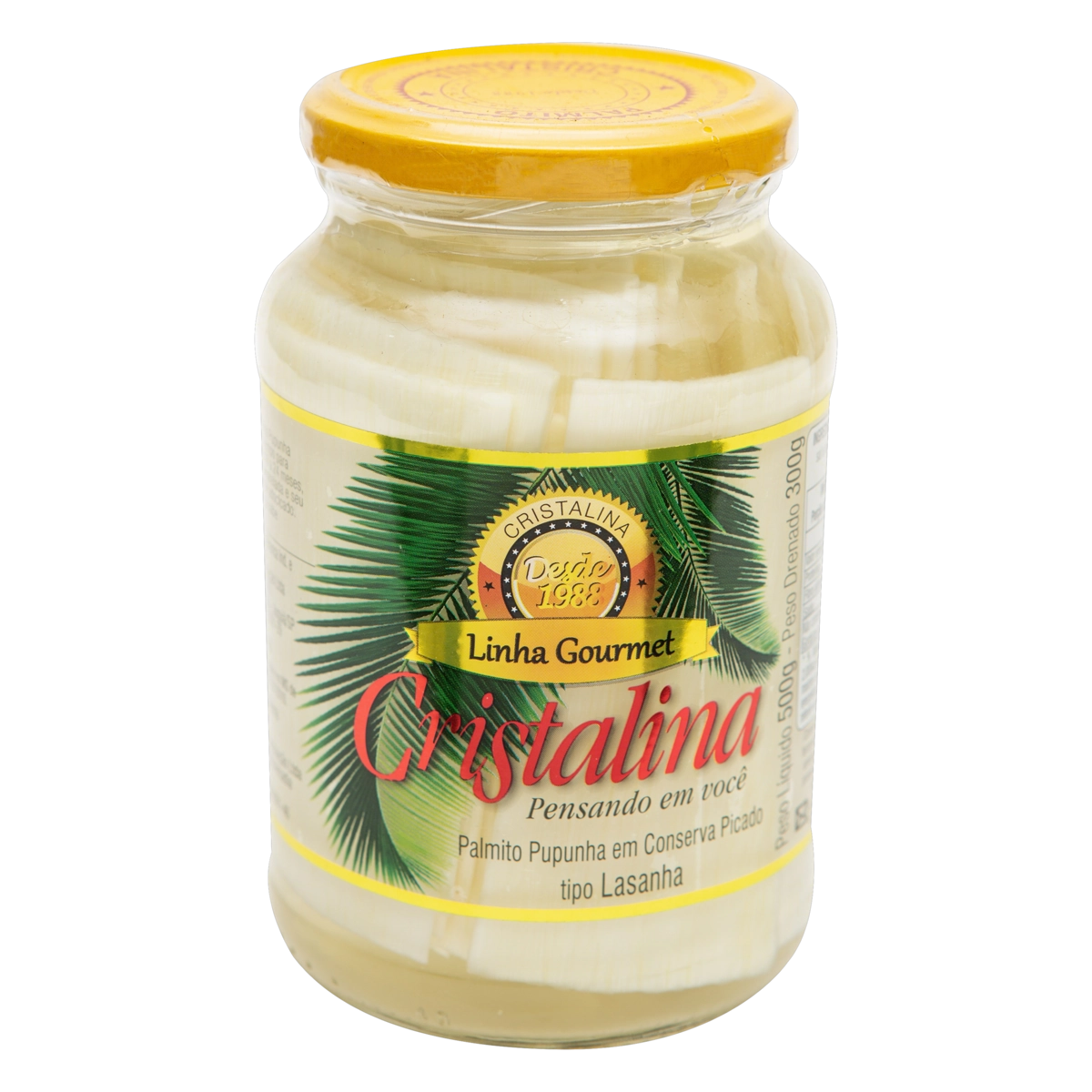 Palmito Pupunha Em Conserva Picado Lasanha Cristalina Gourmet Vidro 300g