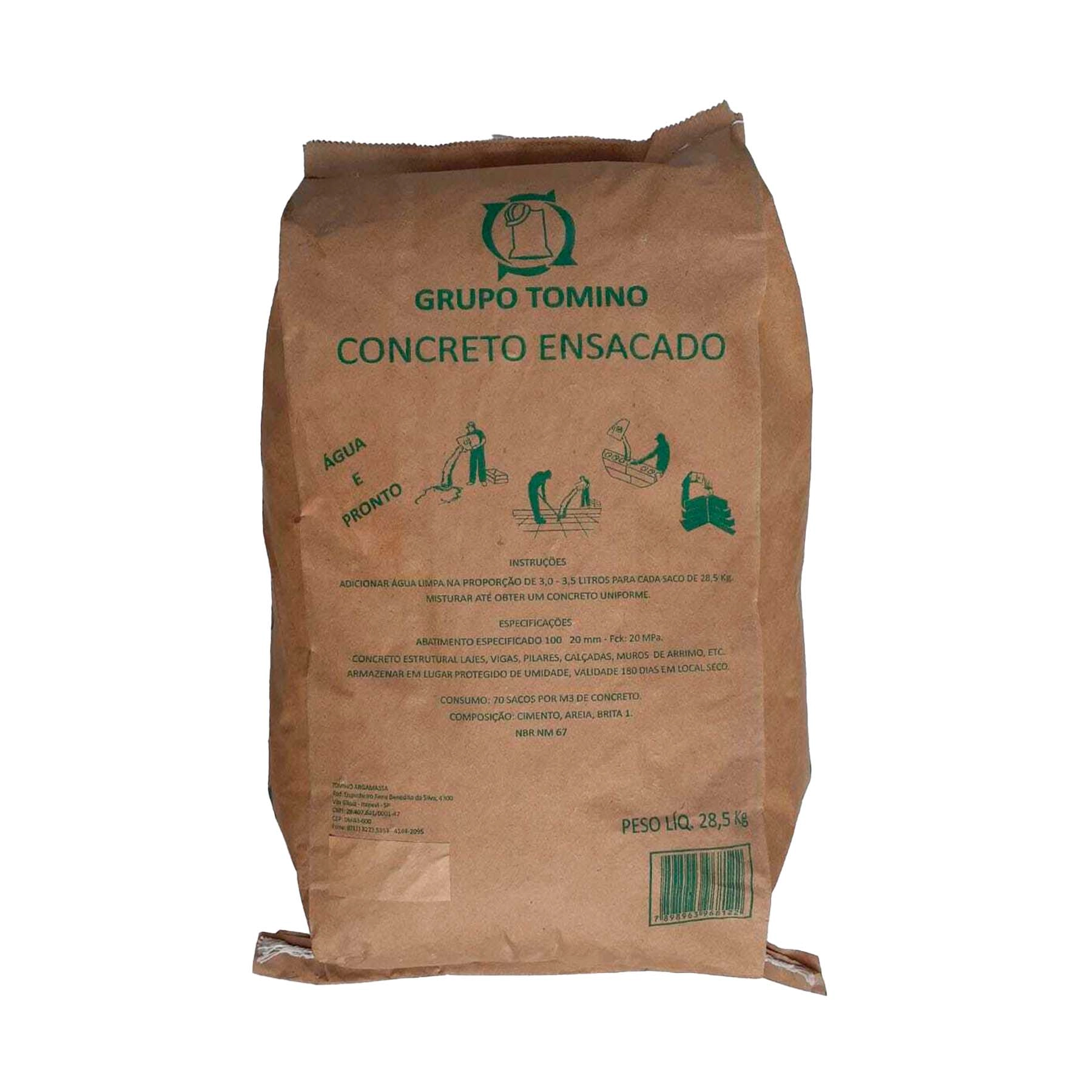Argamassa Concreto Pronto Interno e Externo 28,5kg Cinza Grupo Tomino