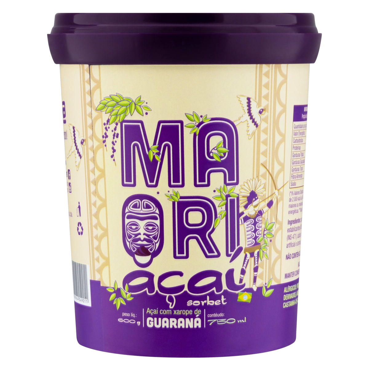 Sorbet Açaí Com Guaraná Maori Pote 750ml