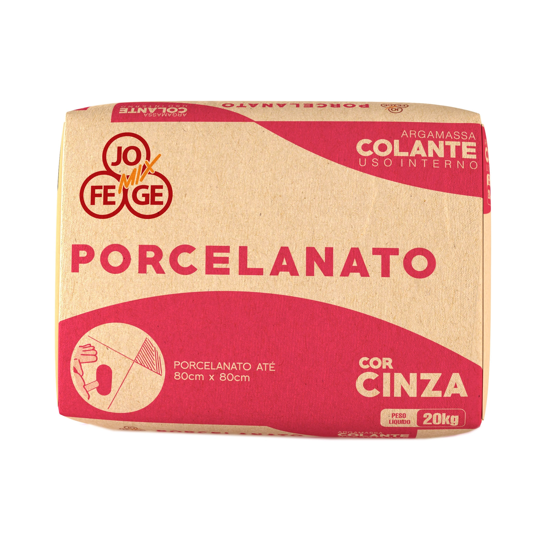 Argamassa Porcelanato Interno e Externo 20kg Cinza Jofege Mix