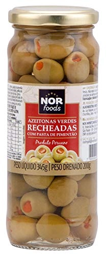 Azeitona Verde Recheada Com Pasta De Pimentão Nor Foods 345g
