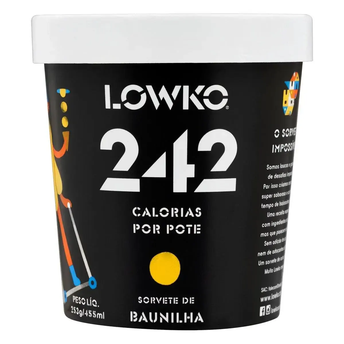 Sorvete Baunilha Lowko Pote 455ml