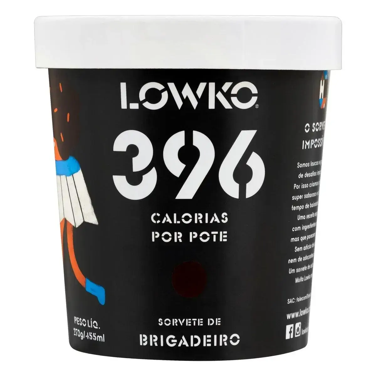 Sorvete Brigadeiro Lowko Pote 455ml