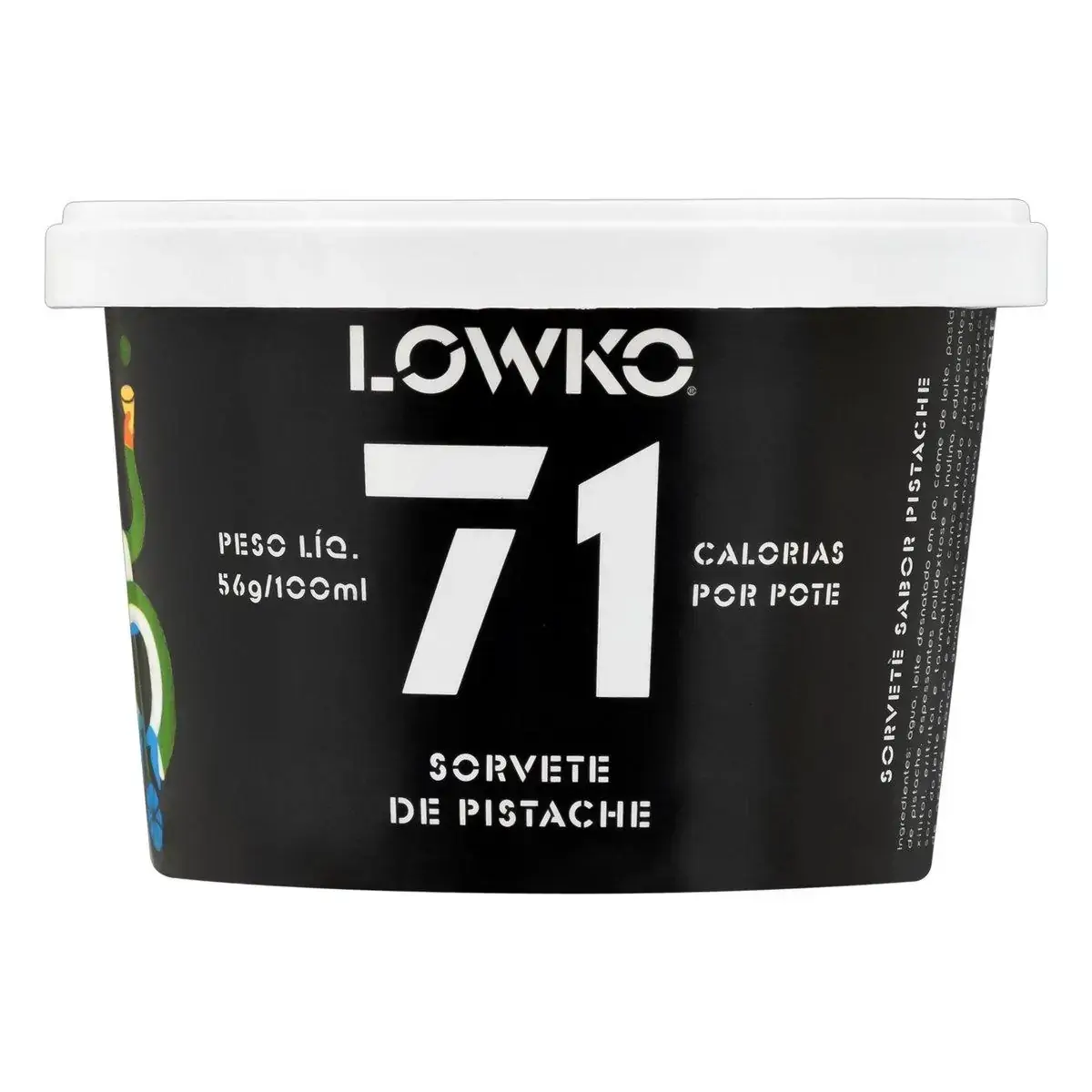 Sorvete de Baixa Caloria Sabor Pistache LOWKO Pote 100ml