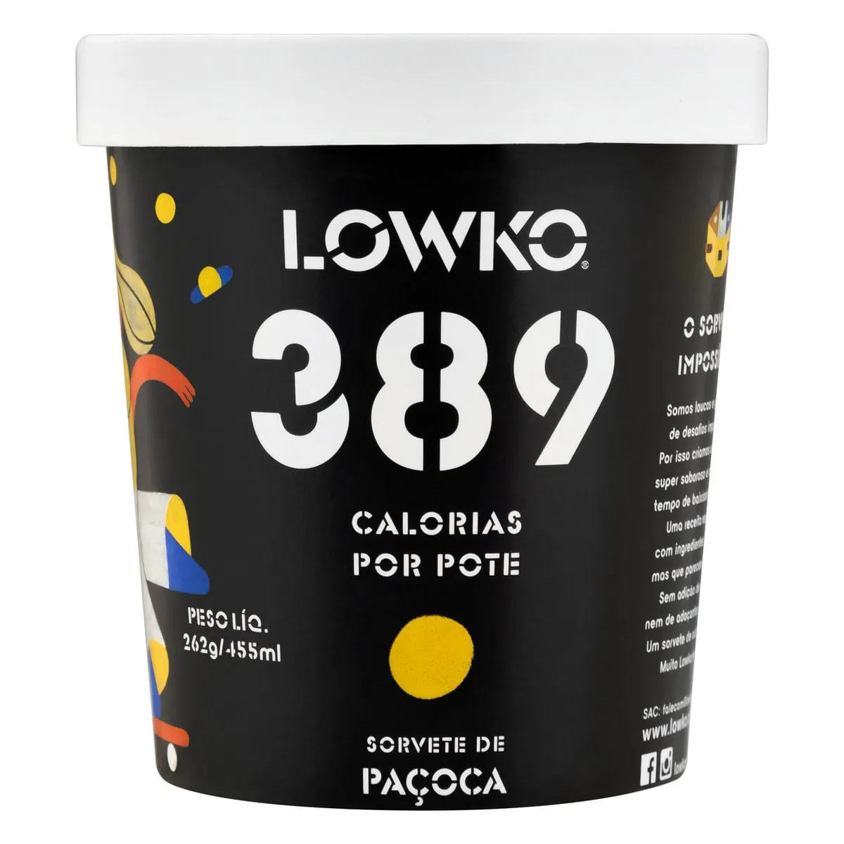 Sorvete Paçoca Lowko Pote 455ml