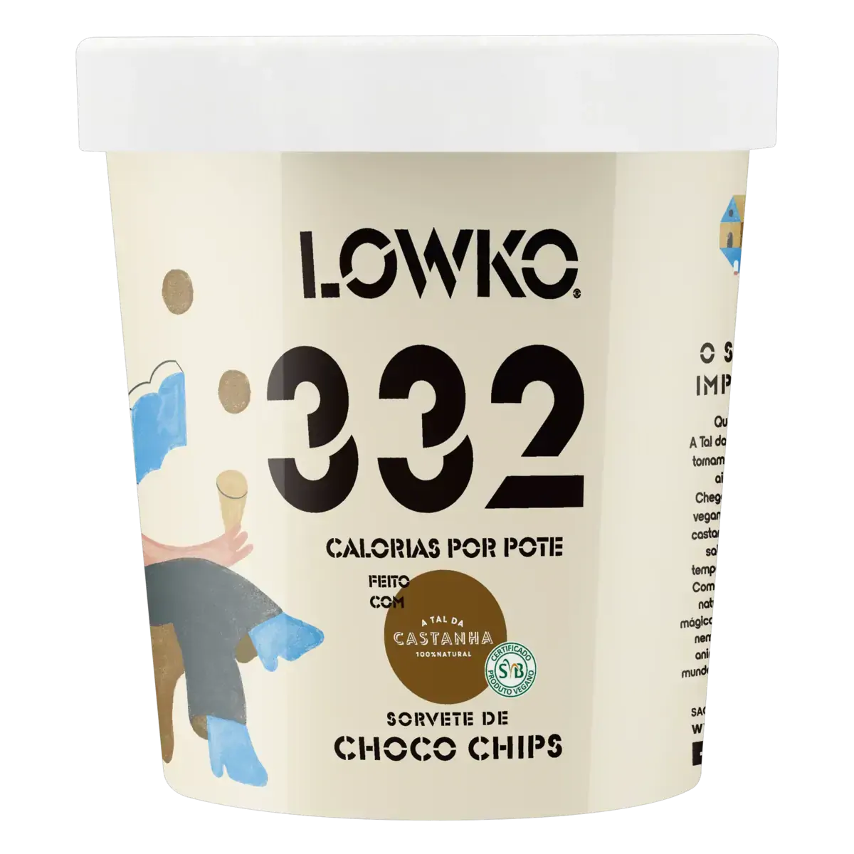 Sorvete Choco Chips Lowko Pote 455ml