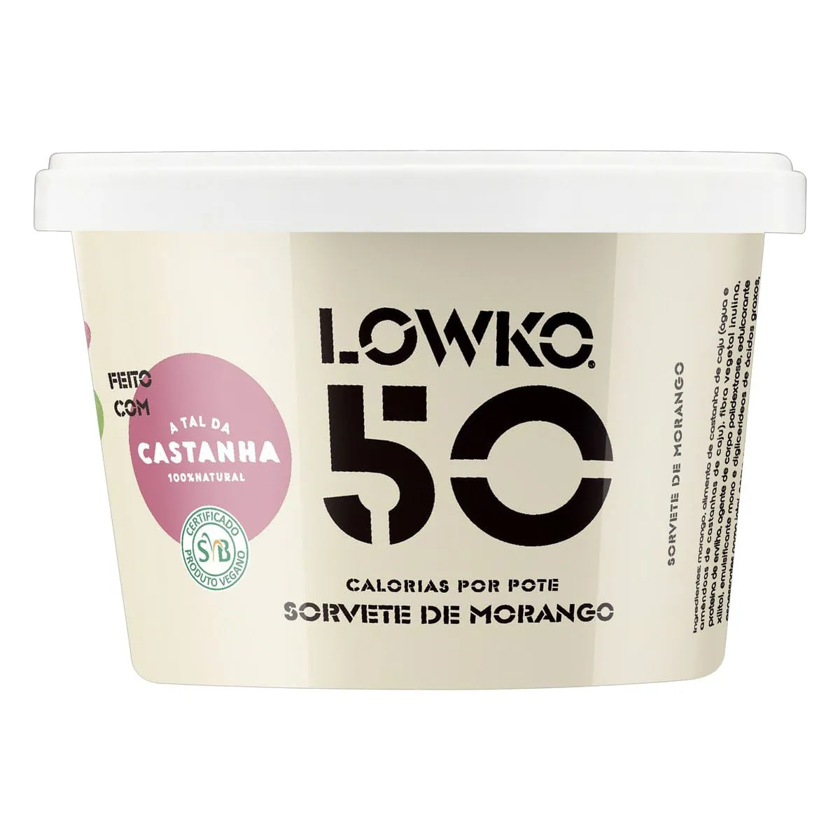 Sorvete Morango Lowko Pote 100ml