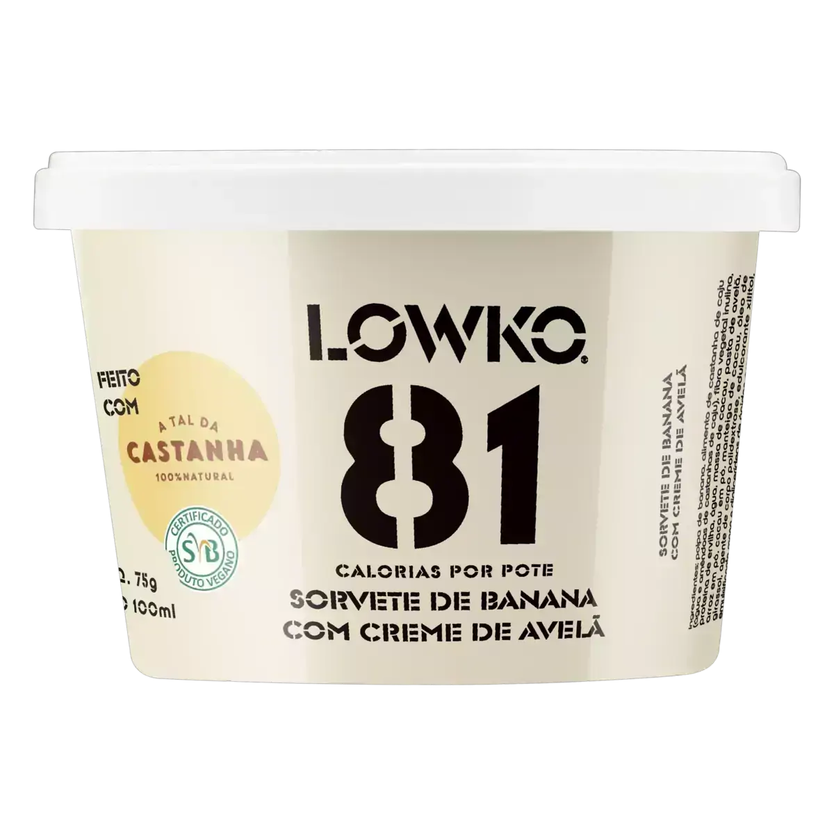 Sorvete Banana com Creme de Avelã Lowko Pote 100ml