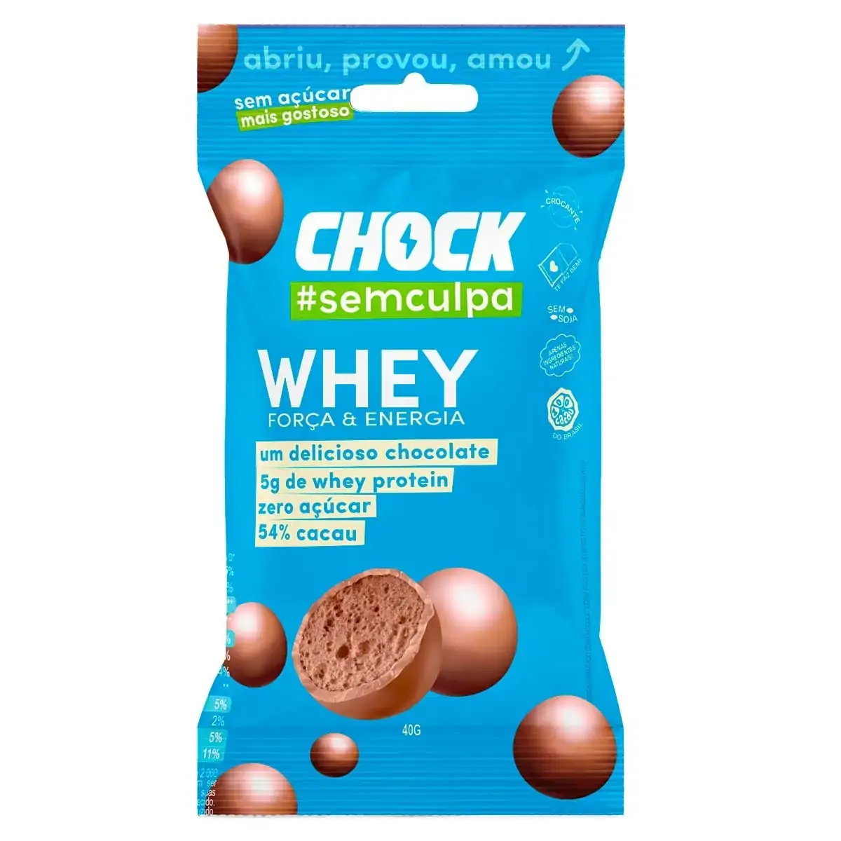 Confeito De Chocolate Zero Açúcar Chock Whey Pacote 40g