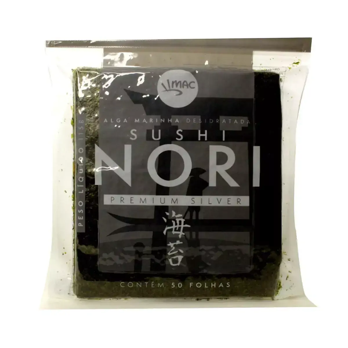 Alga Marinha Nori para Sushi e Temakis PREMIUM SILVER MAC 50 Folhas - 115 gramas