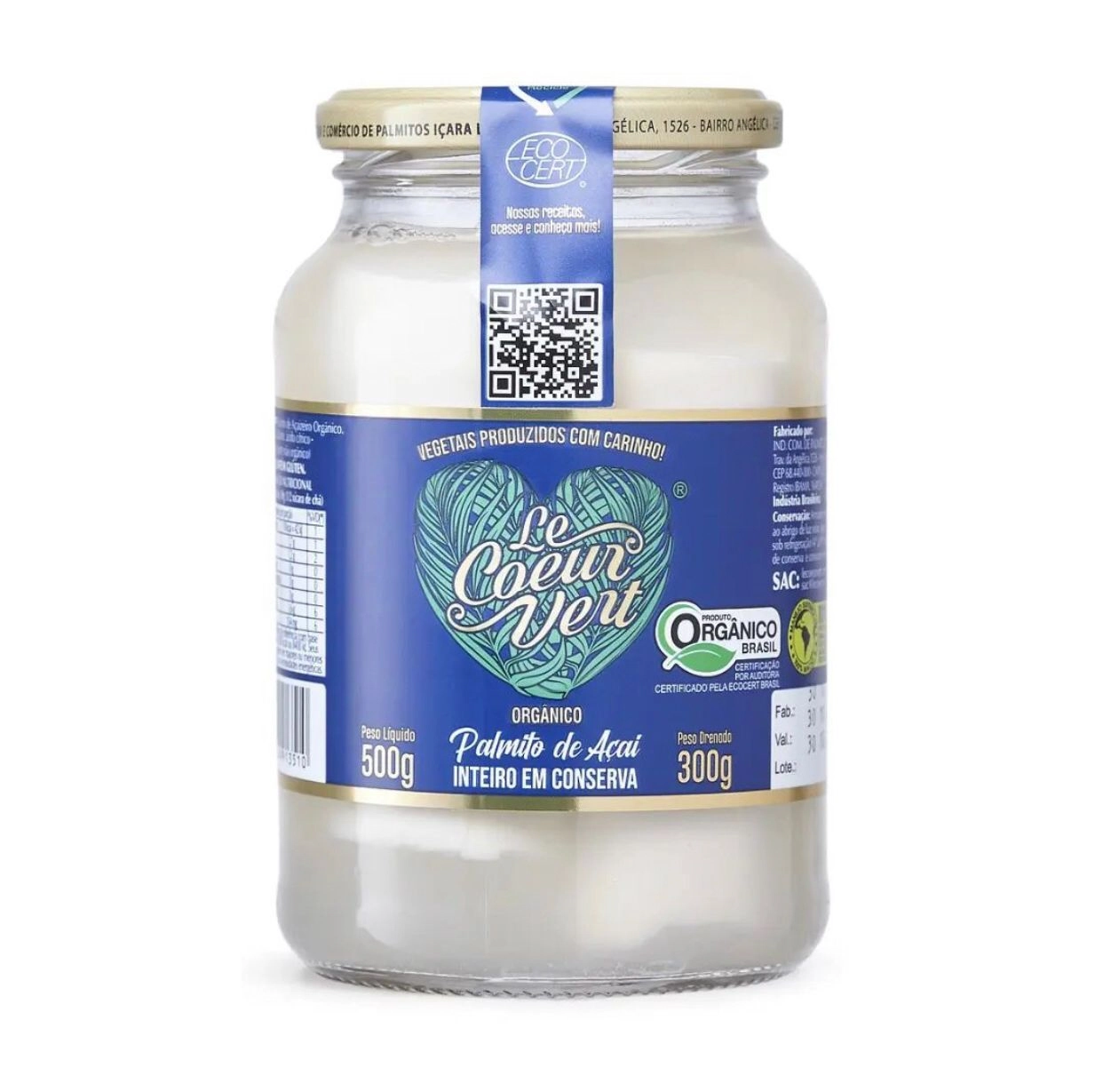 Palmito De Acai Org Le Couer Vert Inteiro 300g