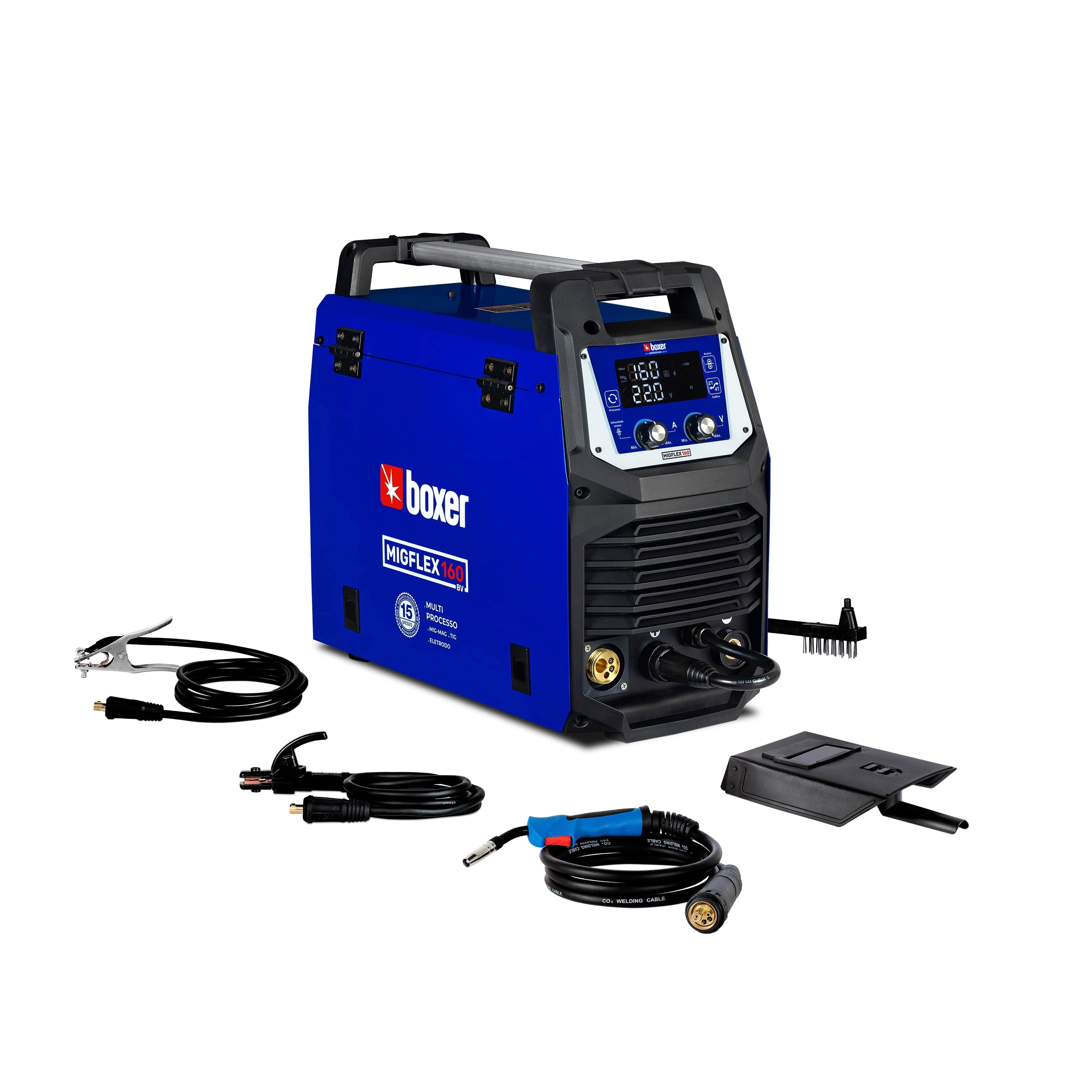 Máquina de solda Multiprocessos 160A MIGFLEX 160 BV 110/220V com Acessórios Boxer
