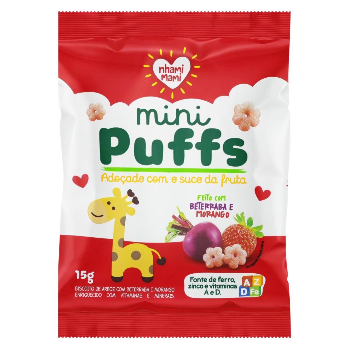 Biscoito De Beterraba E Morango MINI PUFFS 15g