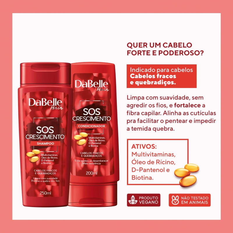 Kit Dabelle Sh250ml Cond200ml Sos Crescimento