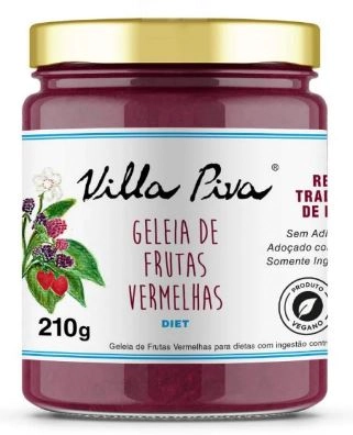 Geleia Frutas Vermelhas Diet Villa Piva Vidro 210g