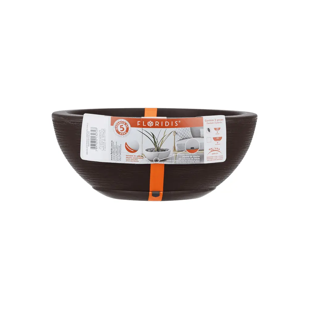 Vaso Bacia 30x13cm Marrom N1 Floridis
