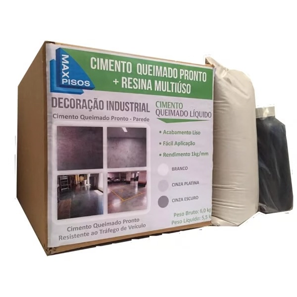Cimento Queimado Liquido Piso Branco 20kg + Primer e selador. Rende 12m²