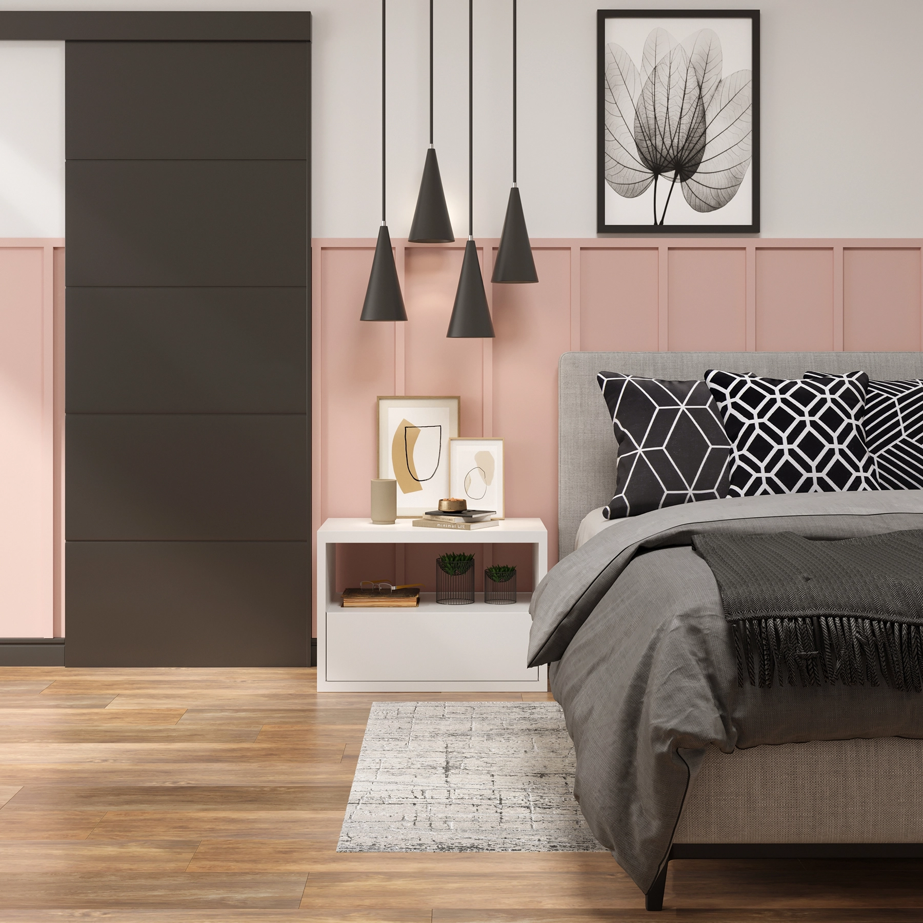 Folha de Porta Madeira de Giro ou Correr Direito|Esquerdo Preto Fosco 210x62cm Colméia Lucerna Lacca Artens