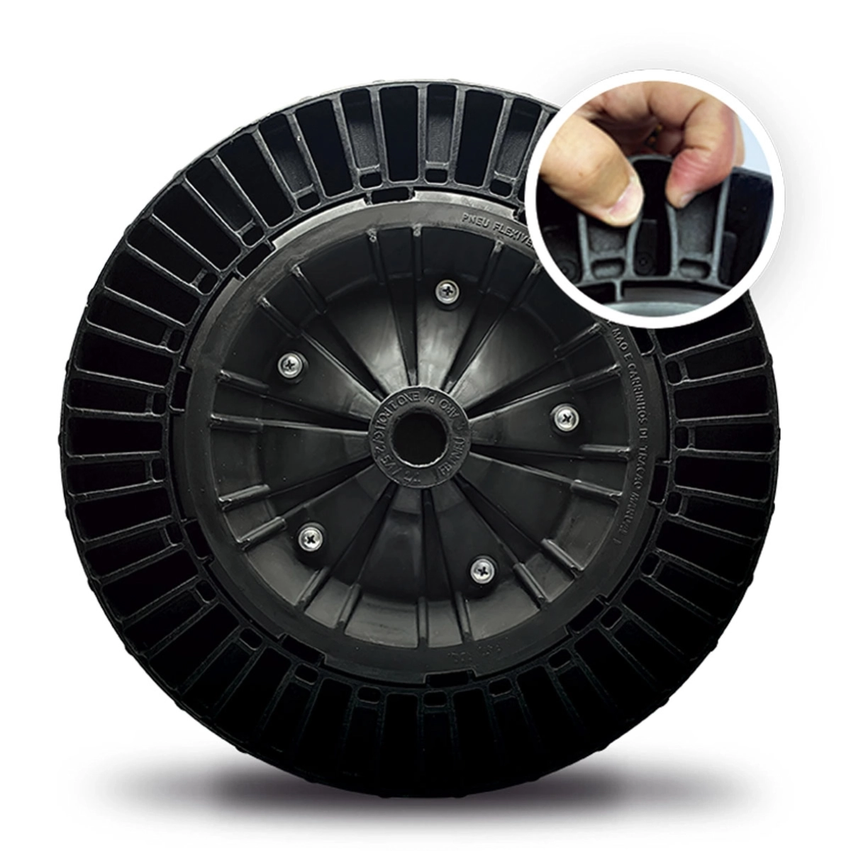 Roda Completa Pneu Flex Plano Eixo Universal - Fb