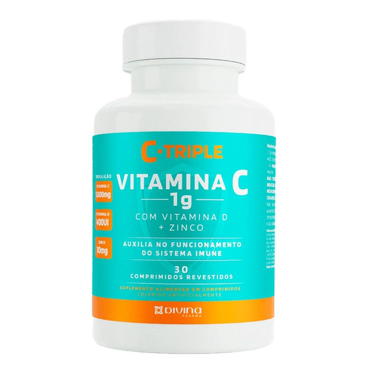 Complemento Alimentar C-Triple Vitamina C 1g + D + Zinco 30 comprimidos