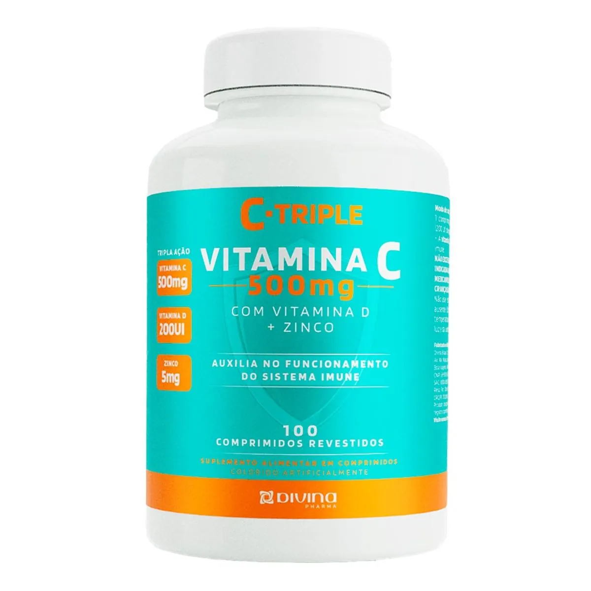Complemento Alimentar C-Triple Vitamina C 500mg + D + Zinco 100 Comprimidos