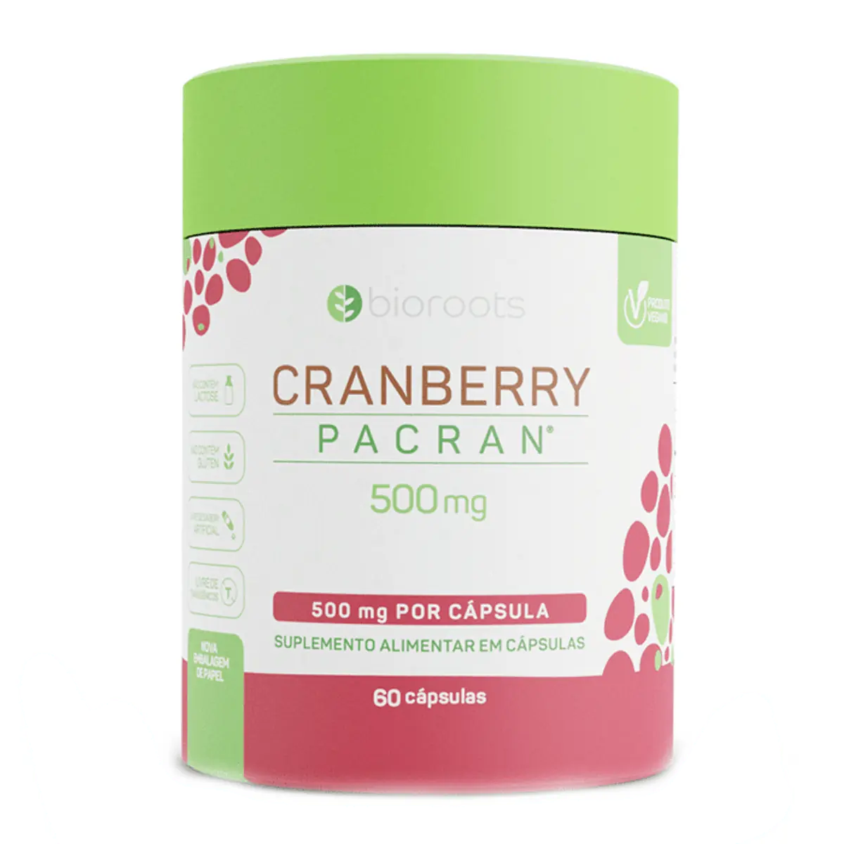 Suplemento Alimentar Cranberry 500mg Bioroots 60 Cápsulas