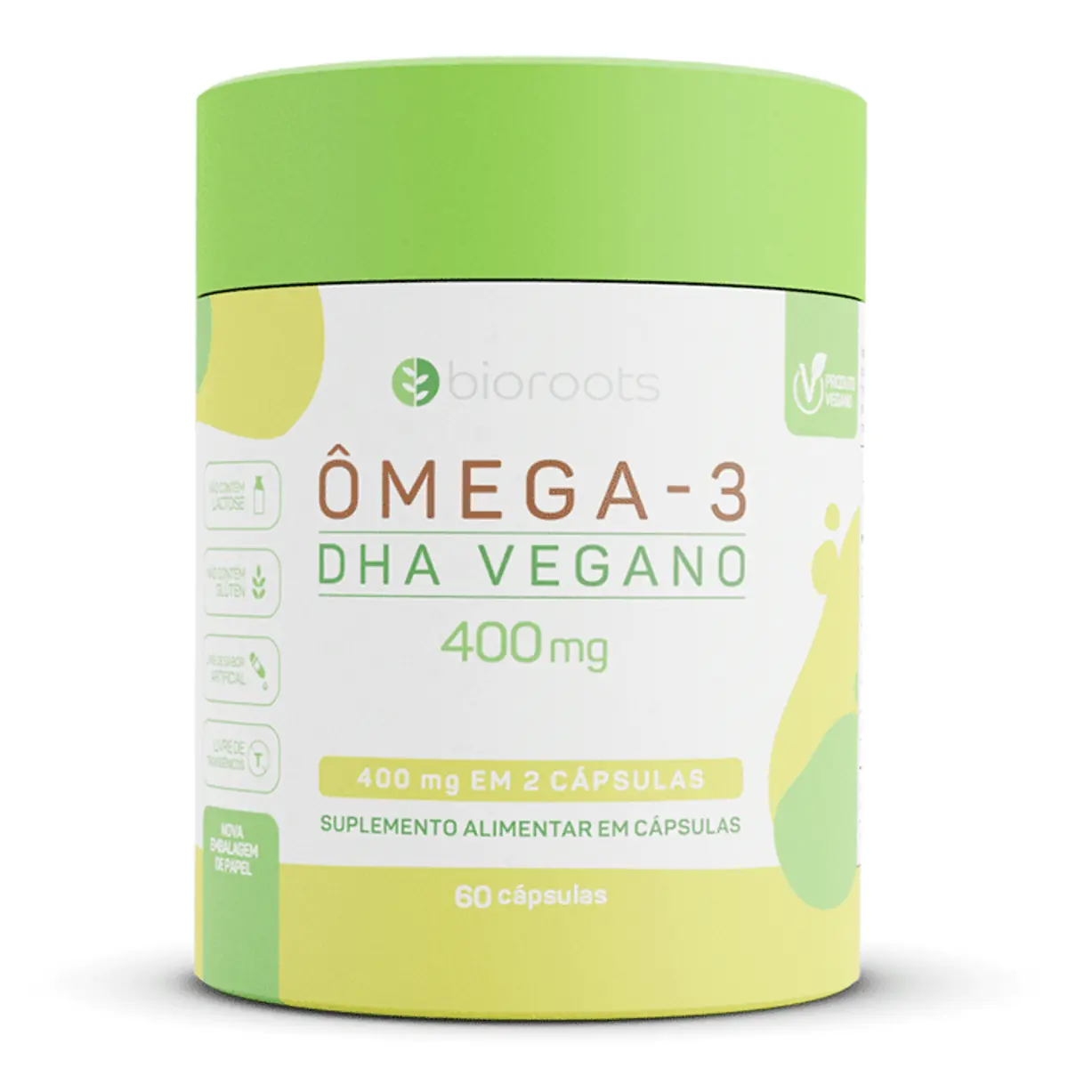 Suplemento Alimentar Omega 3 DHA 400mg Bioroots 60 Cápsulas