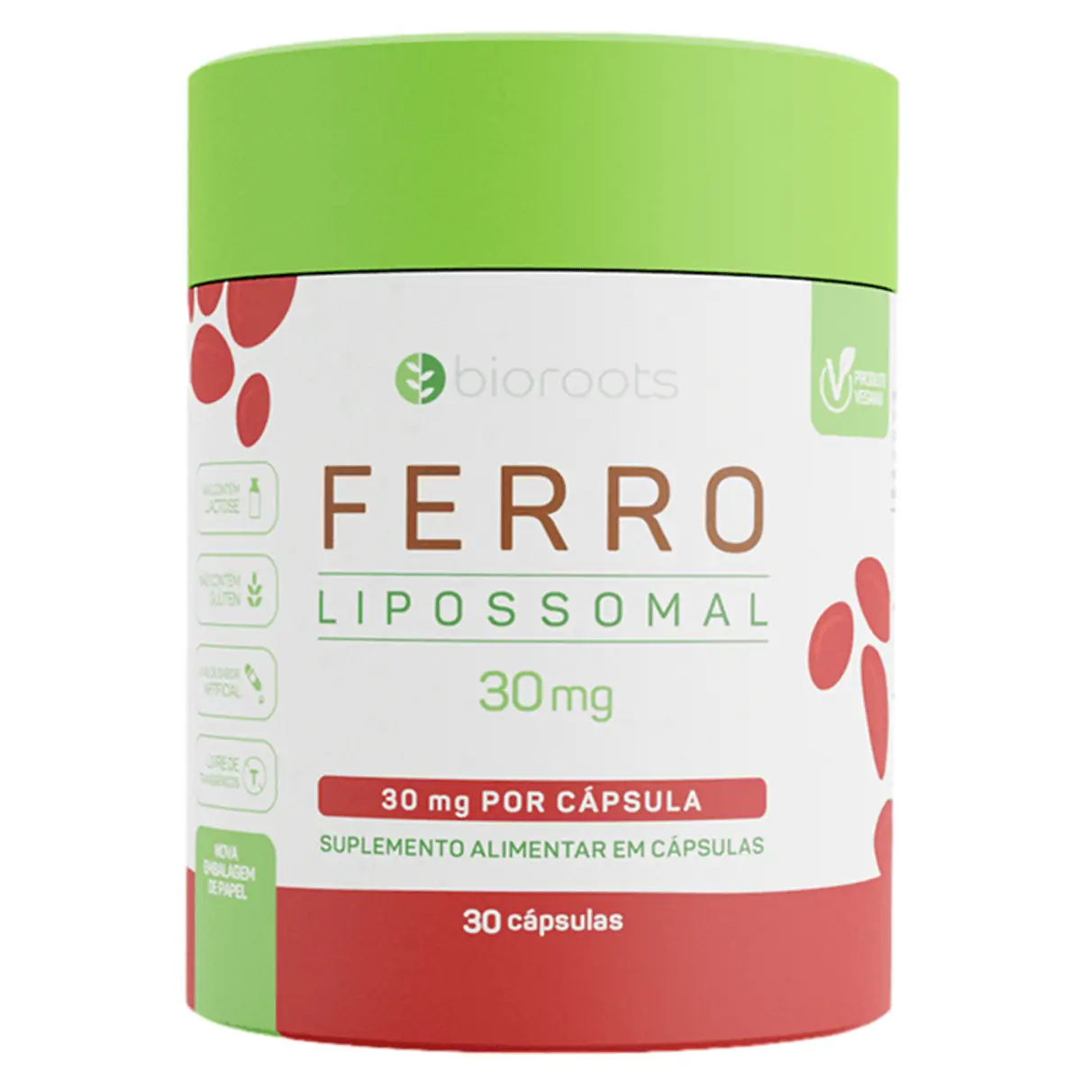 Ferro 30mg Bioroots Pote 30 Cápsulas