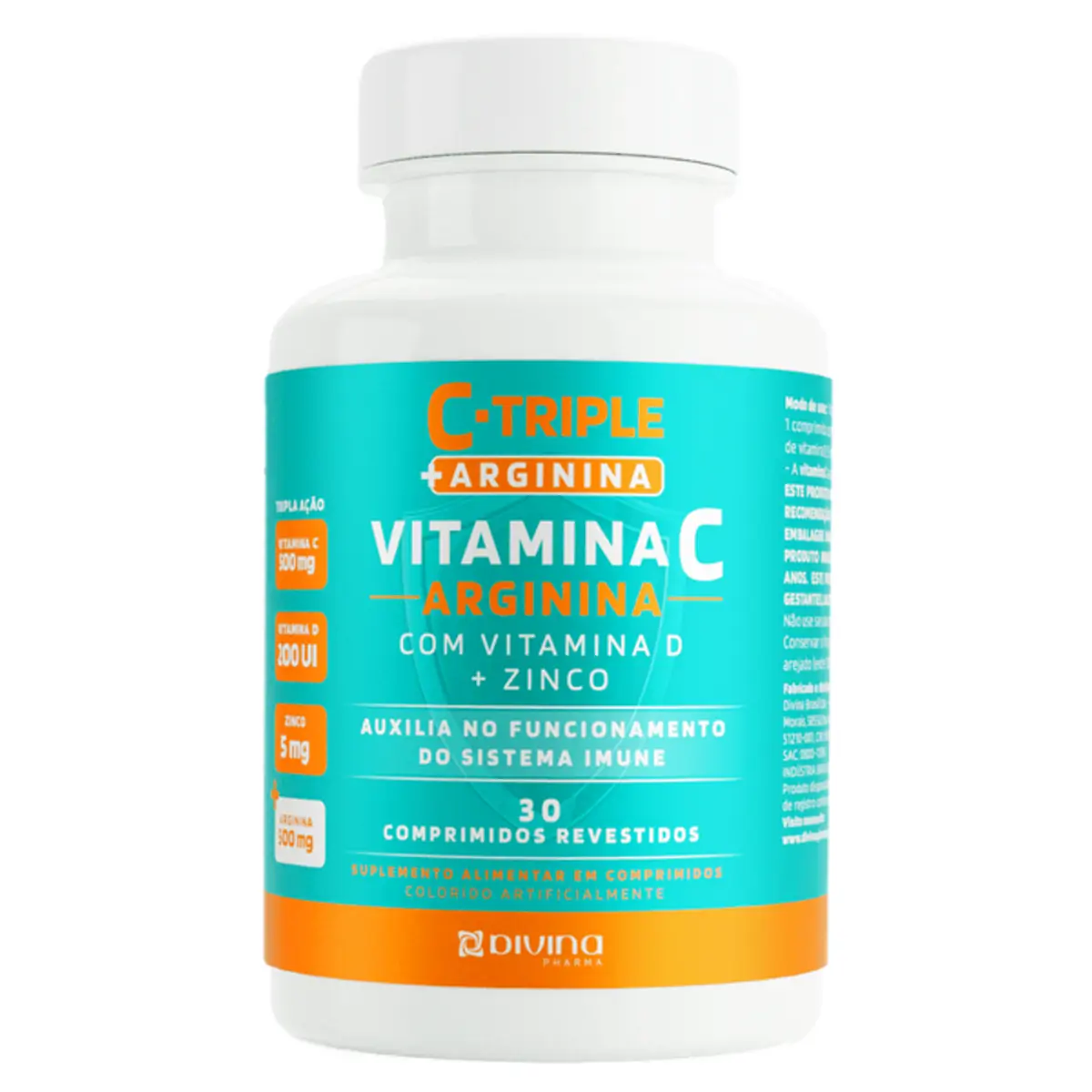 Complemento Alimentar C-Triple Vitamina C + D + Arginina 30 Comprimidos Revestidos