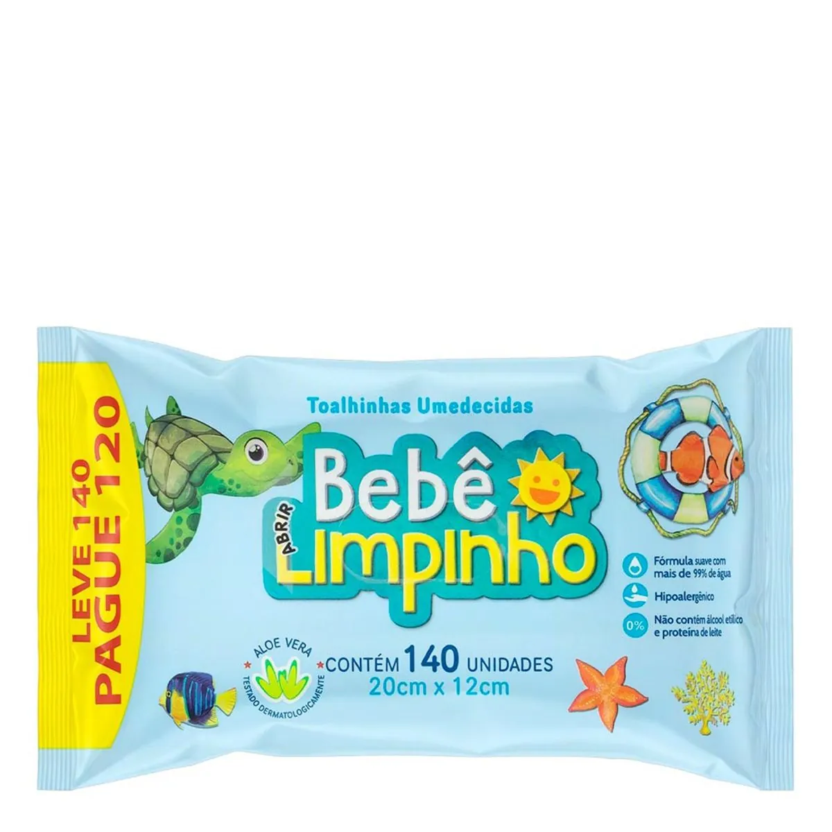 Toalha Umedecida Bebê Limpinho Pacote Leve 140 Pague 120 Unidades