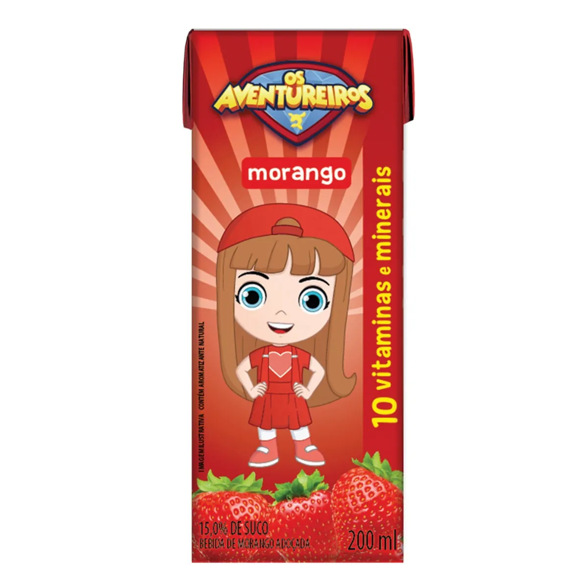 Bebida Adoçada Morango Imunomix Os Aventureiros Caixa 200 ml