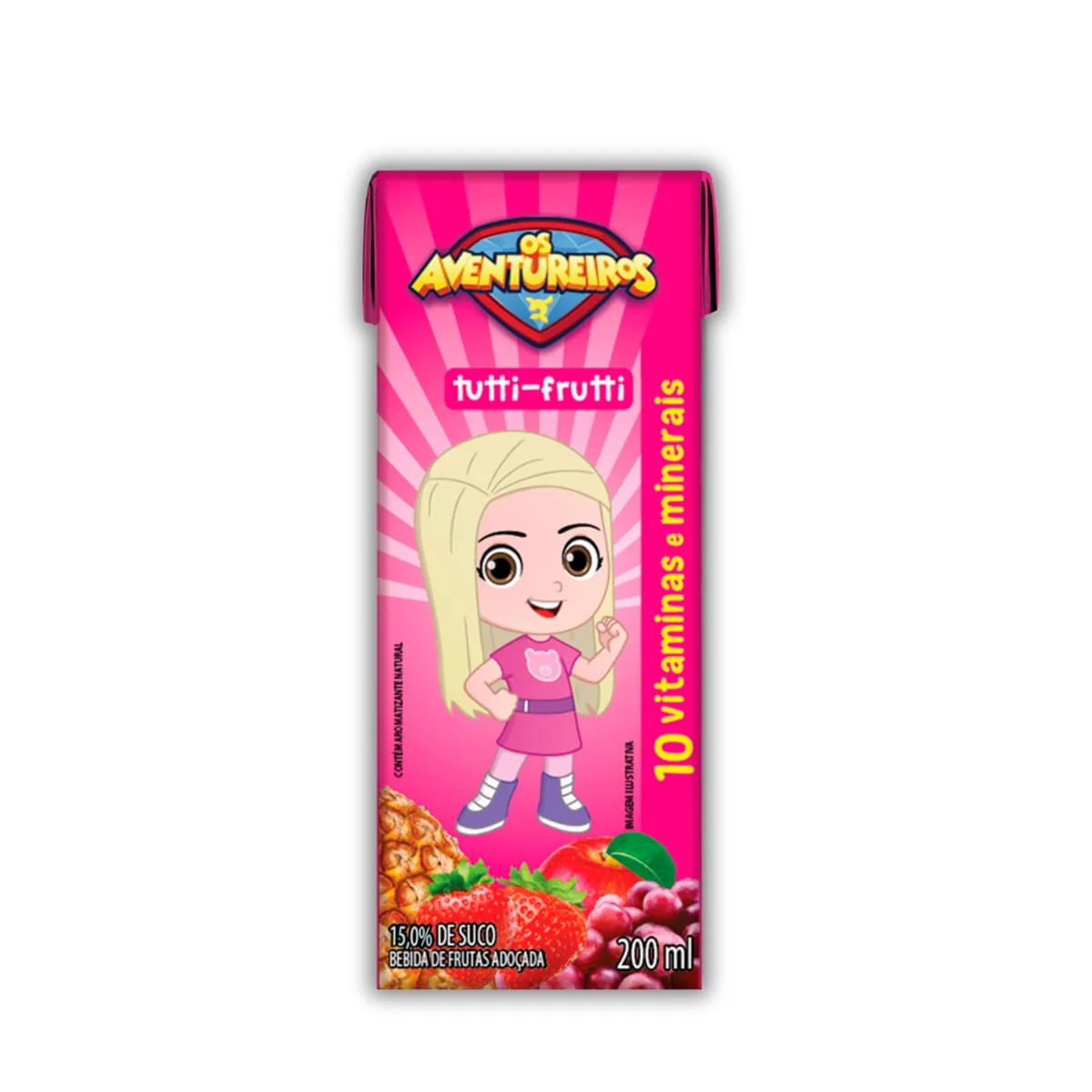 Bebida Adoçada Tutti Frutti Imunomix Os Aventureiros Caixa 200 ml