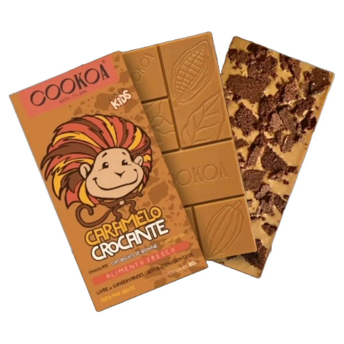 Chocolate Vegano Kids De Caramelo Crocante Sem Glúten E Sem Leite