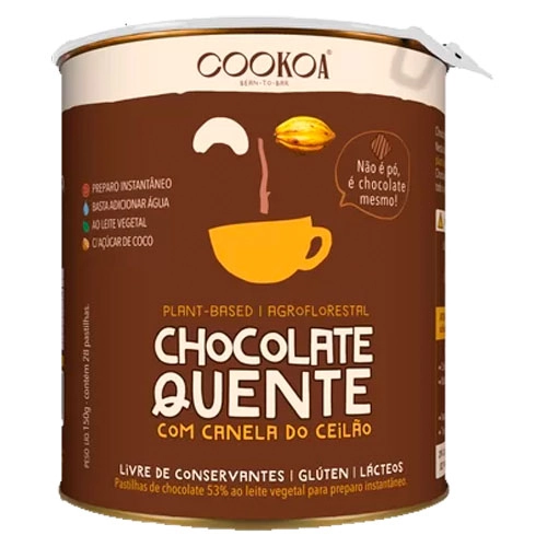 Chocolate Quente Com Canela Do Ceilao Em Pastilha Vegano Cookoa 150g