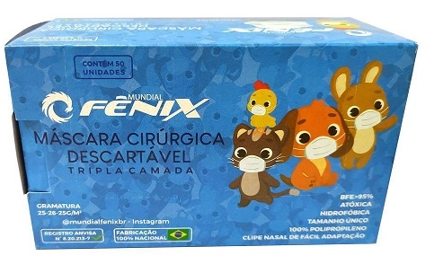 Mascara Descartavel Fenix Tripla Inf.c/50 Azul