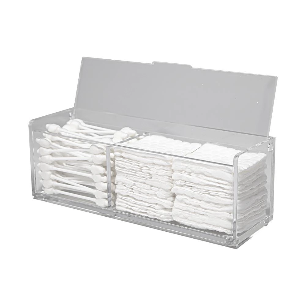 Porta Cotonete E Algodão Organizador Acrílico 4mm Com Tampa