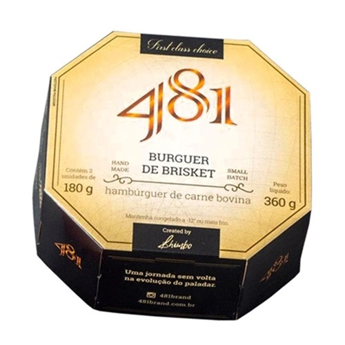 Hambúrguer Bovino Brisket 481 360g - Contém 2 hamburgueres de 180g
