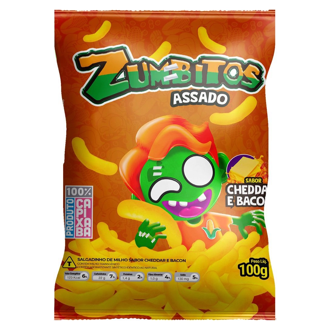 Chips Zumbitos Cheddar Bacon 100g 15451 Santos